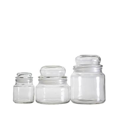 China 120ml 350ml 500ml Cosmetic Thick Glass Jars With Lids, Clear Round Candle Jars Empty Food Storage Container for sale