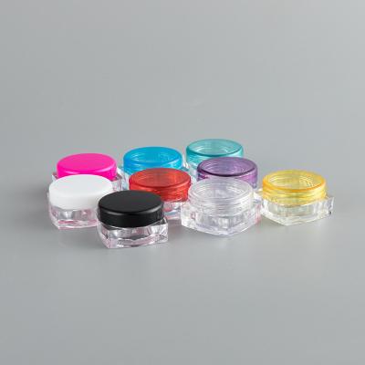 China Handmade Color Mixing Containers 2g 3g 5g Square Plastic Eye Cream Jar Cosmetic Sample Jar For Pigment for sale