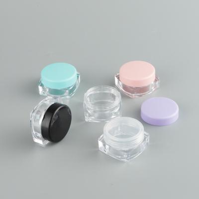 China 10 Gram Handmade Square Sample Empty Plastic Cosmetic Containers Travel Jars With Lids Lip Balm Ointment Bottle Sample Jars for sale