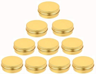 China Handmade 5ml 10mlTins Gold Aluminum Metal Tin Round Screw Top Lid Containers Metal Storage Tin Jars Cans Travel Storage Tins for sale