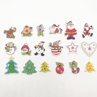 China 100 Pcs Sustainable Christmas Wooden Scrapbook Decoration , DIY Handmade Christmas Wooden Buttons for sale