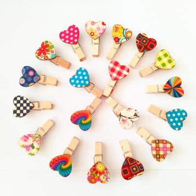 China Paper clip above Mini Wood Peg Mixed Heart for walls for sale