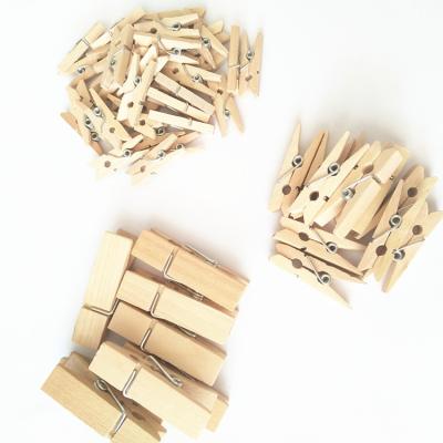 China Mini Wood Peg Natural Staple Wooden Clothespin Multiple Size Wooden Pegs for sale