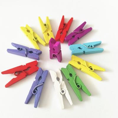 China Decorative Mini Wood Peg Clip Wooden Clothespin Craft Colorful Mini Clothespins for sale