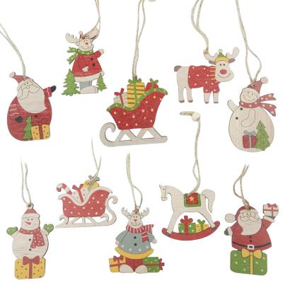 China Wooden Christamas Small Sleigh Old Man Rocking Horse Christmas Tree Decorations Christmas Tree Decoration 10 Pcs Pendant for sale