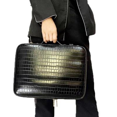 China Crocodile/Ostrich Pattern Leather Laptop Bag 2022 Men's Laptop Bag Crocodile Pattern Ladies Laptop Bag Leather &Cover For Women Office Worker Business Briefcase for sale