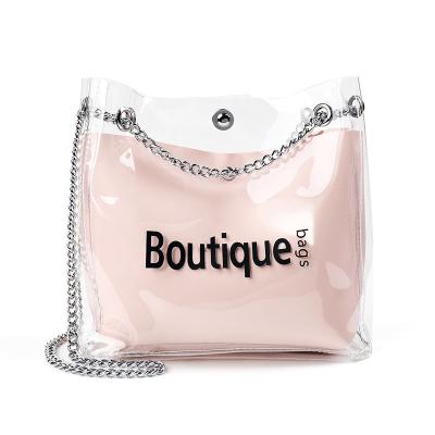 China Fashion 2019 New Arrival Fashion Waterproof Jelly Transparent Crossbody Bag PVC Shoulder Bag Women Summer Beach Handbag for sale