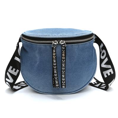 China 2019 New Fashion Female Fashion Denim Chest Bag Fanny Pack Ladies Waist Pack Unisex Belt Bags Pinch for sale