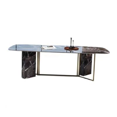 China Factory Direct Wholesale Outdoor Rectangular Marble Set Wood Dining Table for sale