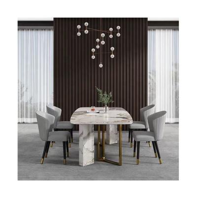 China Newest Style Modern Marble Set Extendable Minimalist Style Dining Table for sale