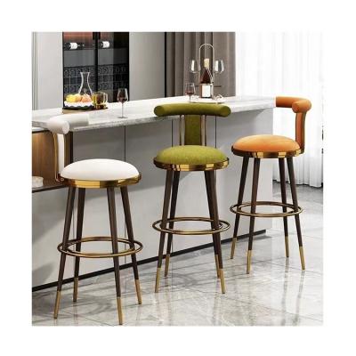 China Best Selling Height Adjustable Wooden Modern Bar Chair velvet bar stool High Chair for sale