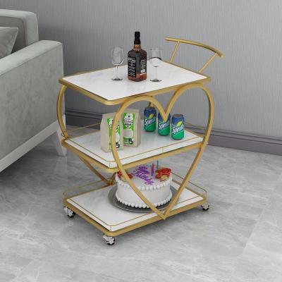 China Marble mobile dining cart three-layer stainless steel wine cart and cake cart of various colors can be customized for sale