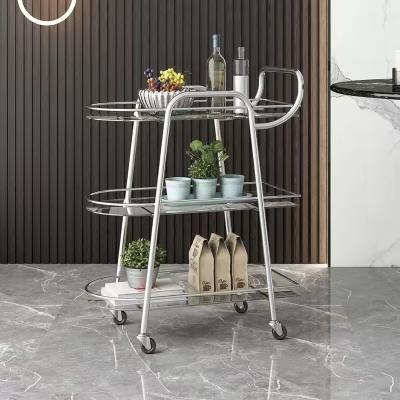 China Nordic Mobile toughened glass dining driver pushing tea water wine water cart beauty tools household dining cart for sale