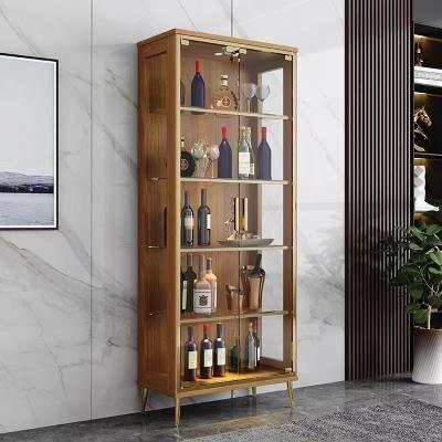 China American glass wine cabinet porch against wall living room display cabinet solid wood storage cabinet for sale