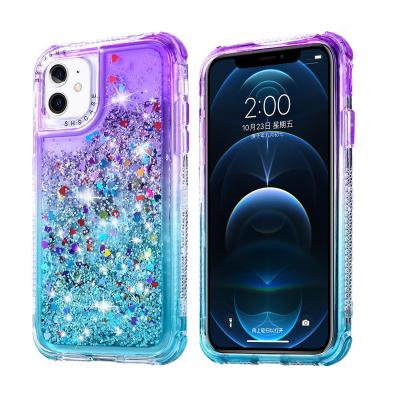 China 2022 Glitter Shockproof Glitter Love Heart Phone Case For iPhone 12 13 11 XR 7 8 Plus Dynamic Liquid TPU Soft Case Cover for sale