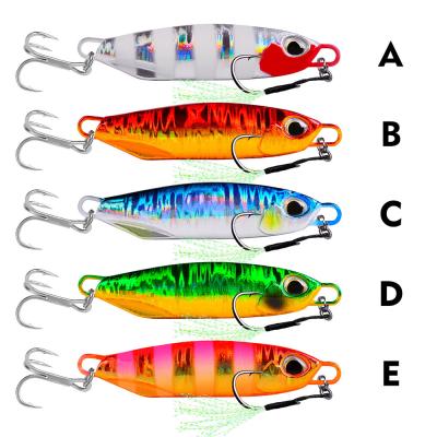 China Wholesale Fish Action Lure 20g 30g 40g Metal Swim Jig Metal Seawater Lure Lure Building Luminous Front and Back Hooks for sale