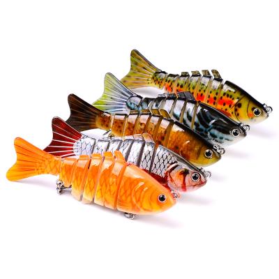 China Vivid Fish Action 3D Eye Swimming Fish Baits Jointed Tackle Fishing 7 8 Segments Trout Lures Big Game Fishing for sale