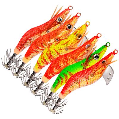 China Vivid Fish Action Multi Color And Size Octopus Cuttlefish Japan Swimming Jigger Fishing Hard Bait Wood Shrimp Lure for sale