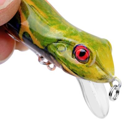 China Vivid Fish Action 6 Colors Factory OEM Frog Swimming Lure With Barbed Hooks Built In Steel Ball Mini Crankbait Fishing Lures for sale