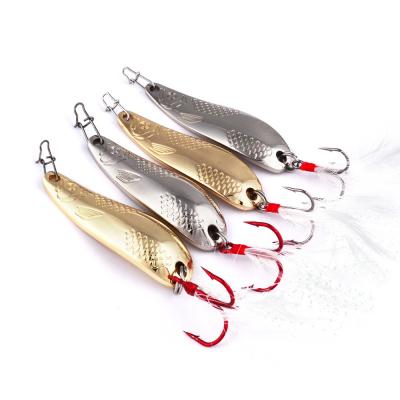 China Spinner Fishing Vib Spinner 10g 20g Vivid Fish Gold White Swimming Lures Custom Triple Action Hook Red for sale