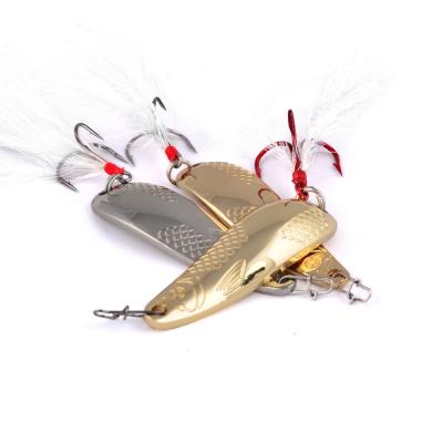 China Vivid Fish Swimming Action 5cm 6cm 2 Color Silver Metal Fishing Lures White Spoons Custom Gold Color for sale