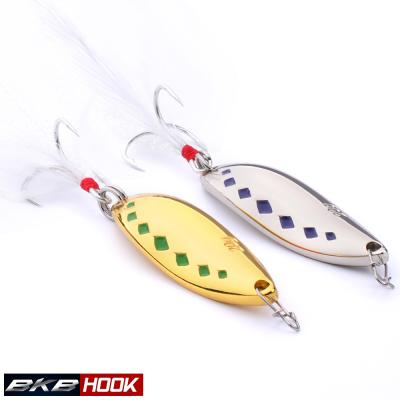 China Hot Selling 55mm Gold Color Metal Spoon Swimming Action Customized Silver White Vivid Fish 5g 7g 15g 28g for sale