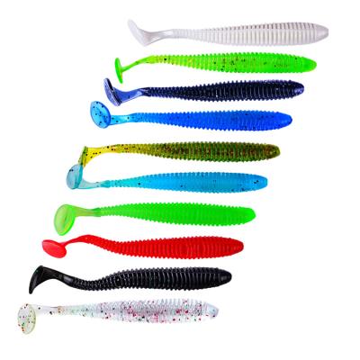 China High Quality Action Swimming Vivid Fish 10 pcs/shad soft fishing lures creature 2.4g t bag 85mm soft tail swimbait for sale