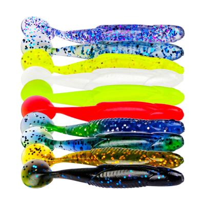 China 6g 10 pcs Multi Color 95mm Swimming Vivid Action Fish / Vertical Artificial Smart Twitch Soft Fishing Lures Bag T Tail for sale