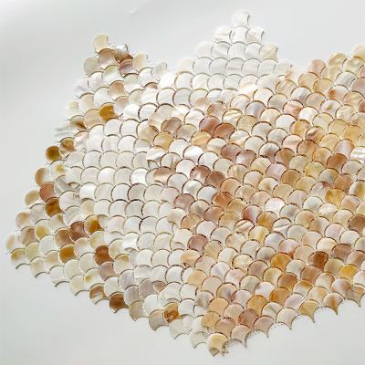 China Parquet Fish Scale Shell Mosaic Toilet TV Background Wall Decoration Wall Decal Customized Style for sale