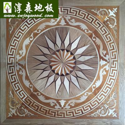 China Traditional Hardwood Medallion Wooden Inlay Design Wood Flooring Wooden Patterned Parquet Flooring for sale