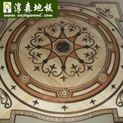 China Contemporary Wood Flooring Inlay Design Hardwood Medallion Floor Mosaic Inlay Patterned Art Parquet Flooring for sale