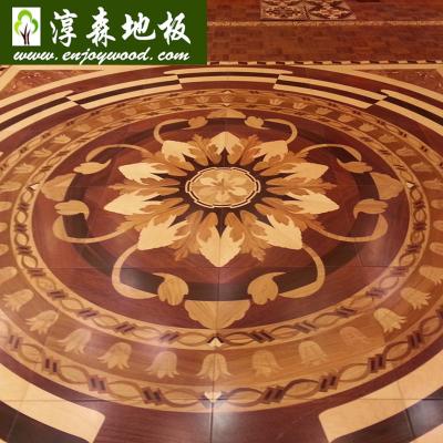 China Contemporary Wooden Inlay Parquet Design Inlay Medallion Hardwood Flooring for sale