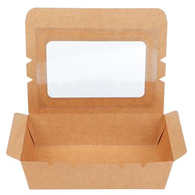 China Recyclable Brown Kraft Disposable Takeaway Food Packaging Containers Paper Take Out Lunch Boxes For Salad Sushi for sale