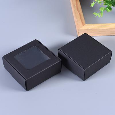 China Recyclable Black White Plain Bulk Kraft Cake Boxes Pastry Cake Packaging Paper Box With Window Clear for sale