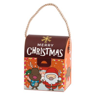 China Recyclable Custom Merry Christmas Kids Gift Packaging Small Paper Bags For Apple Candy With Handle for sale