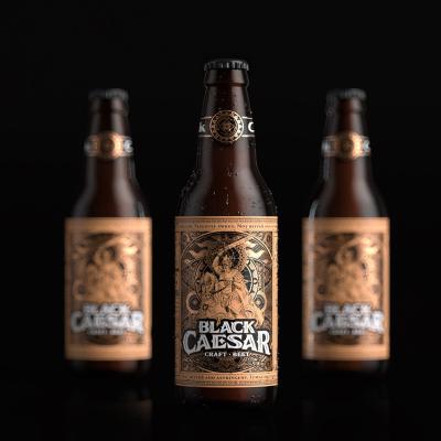 China Retro Gold Foil Hot Spot Embossed Beer Bottle Private Logo Label Stickers Beautifully Printed UV Custom for sale