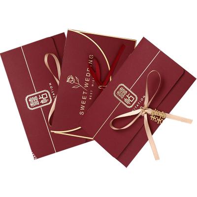 China 100% Eco-Friendly College Admissions Invite Card Luxury Packaging Wedding Invitation Box With Satin Silk for sale