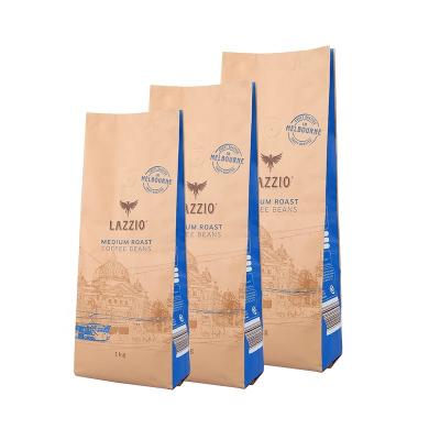 China Factory Price Recyclable Packaging Square Bottom Laminated Coffee Beans High Quality Paper Bag for sale