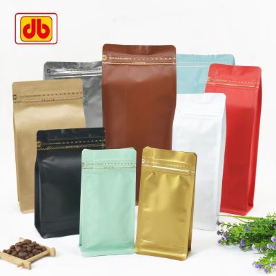 China Recyclable Ready to Ship 250g Coffee Bean Packaging Bag Heat Seal Backing UP Bag Air Valve Aluminum Foil Bags for sale