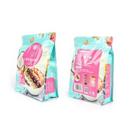 China Excellent Printing Nylon Food Cereal Packaging Material Flat Bottom Zipper Seal Food Packaging Bag for sale