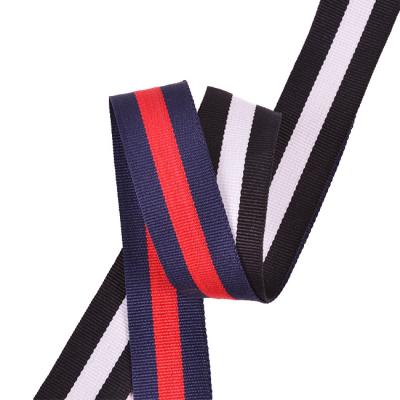 China Eco-friendly Bichromatic Tape Knitting Customizing DIY Ribbon Polyester Stripe Belt Garment Webbing 25mm for sale