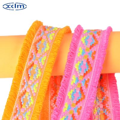 China Eco-friendly lace trim tassel, ribbon fade, custom jacquard, double fabric, braided webbing band for sale