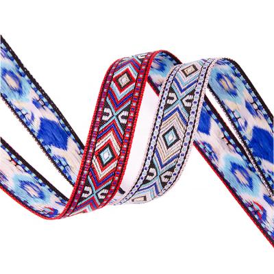 China Custom Resilient Webbing Jacquard Polyester Ribbon Embroidery Textile Fabric Belt Bag Weaving Knitting Apparel for sale