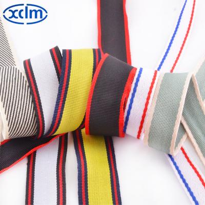 China High Tenacity Dongyang Suppliers Directly Support Multi Sizes Shipping Multi Sizes 100% Polyester Stripe Color Package Side Stripe Polyester Webbing for sale