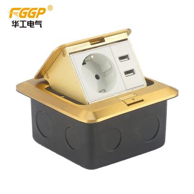 China o Usb dourado de bronze da caixa de tomada do assoalho 16A estala acima os soquetes elétricos do CE à venda