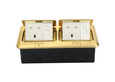 China Office Pop Up RJ45 Socket 2 Gang Electrical Outlet With 2 Outlets / 2 Data Socket for sale