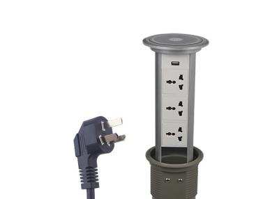 China LED Lighted Pop Up Counter Outlet 3 x Universal Sockets For Kitchen Counter Top for sale