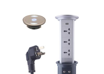 China LED Lighted Pop Up Power Point Tower 3 x Universal Outlets For Kitchen Counter Top for sale