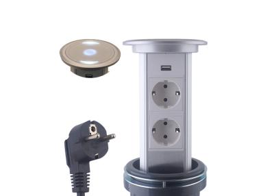 China White LED Motorized Pop Up Socket , Kitchen Benchtop Power Outlets CE Certificate for sale