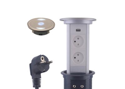 China 16A 250V Motorized Pop Up Socket , Cylindrical Pop Up Sockets For Kitchen Worktops for sale